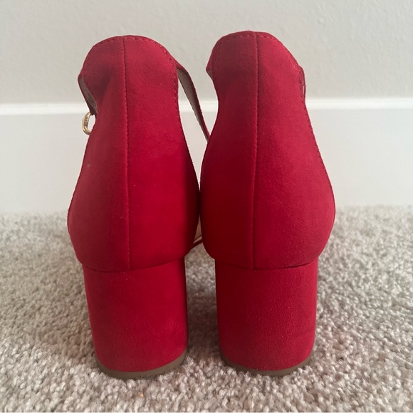 Merona Red Black Open Toe Sandal Heels - Picture 5 of 7